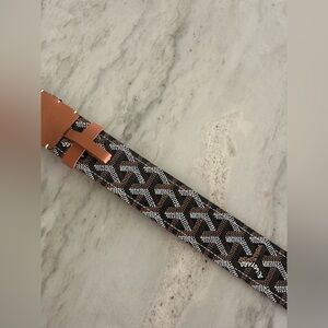 Goyard Brown Leather Belt Men Size 100